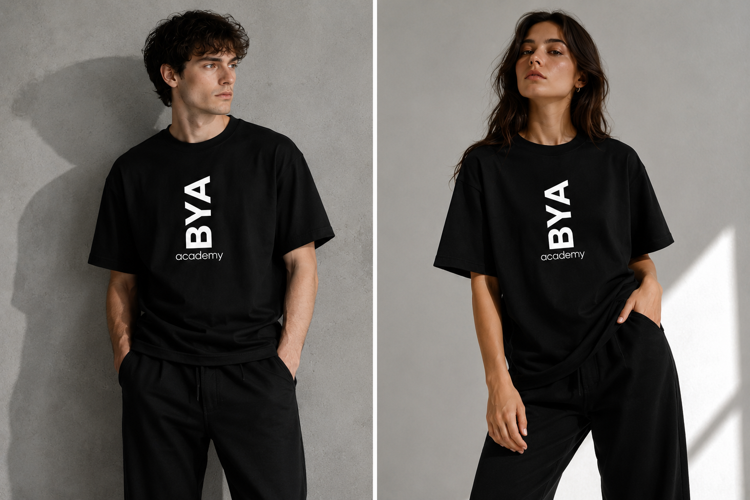 Черная футболка BYA Classic Black на моделях